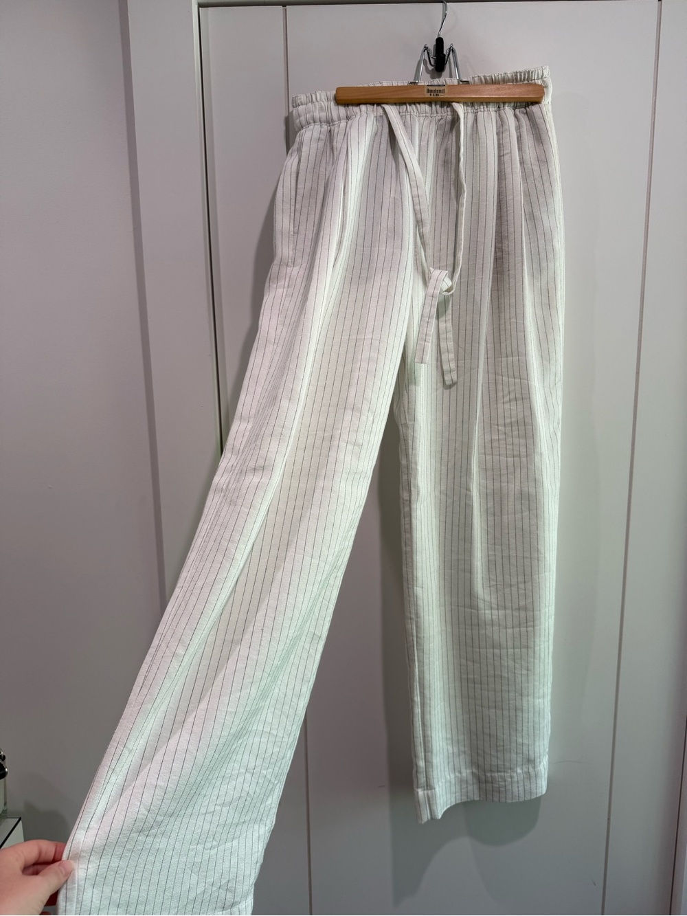 Vince White Pinstripe Drawstring Pants